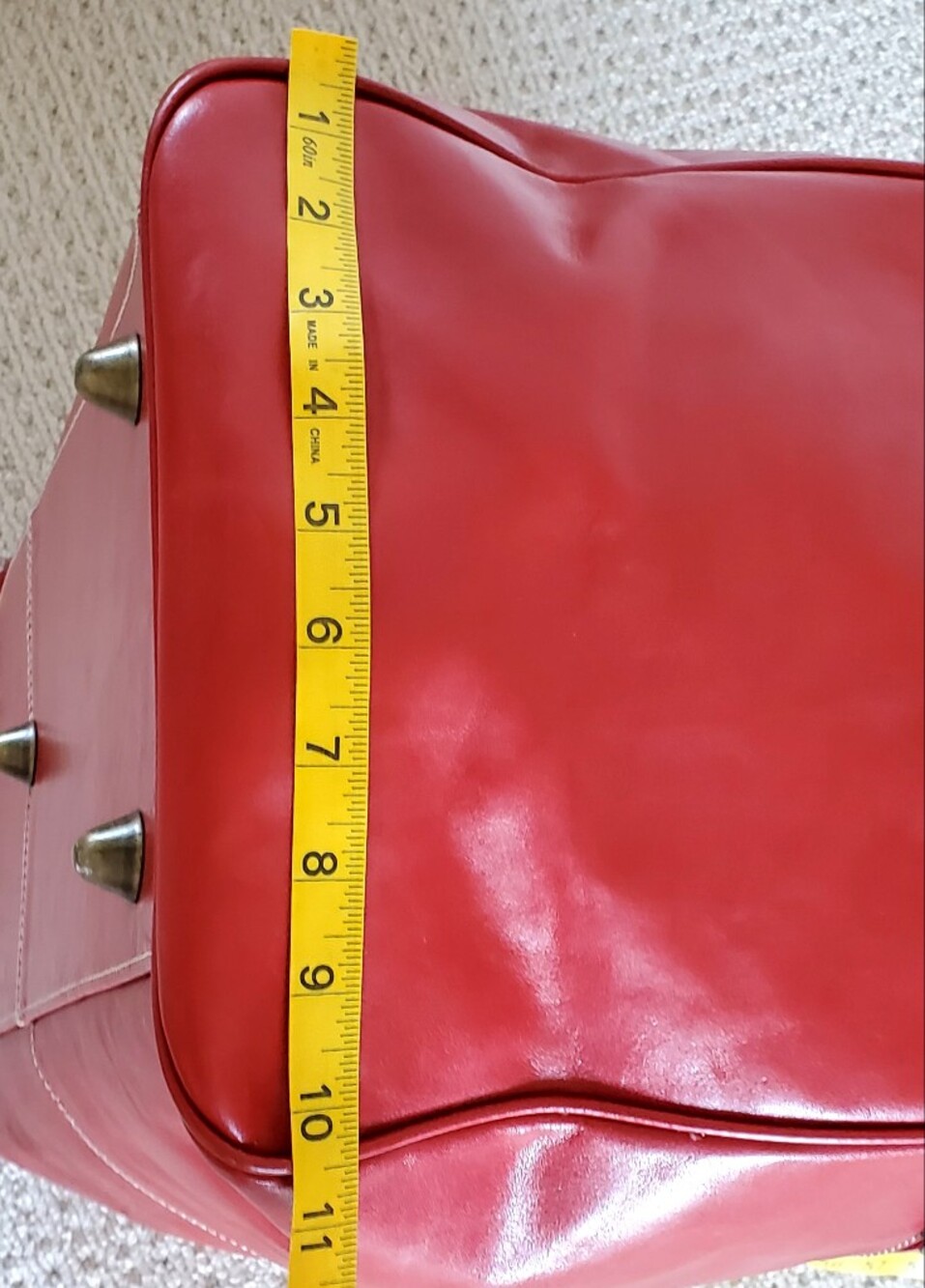 Valentina Italy Vtg. Large Red Leather Travel Duffle Bag, Original Lock/Keys - Picture 14 of 16